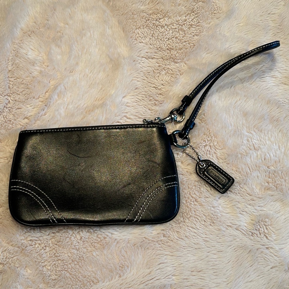 NWOT Black Leather Coach Wristlet